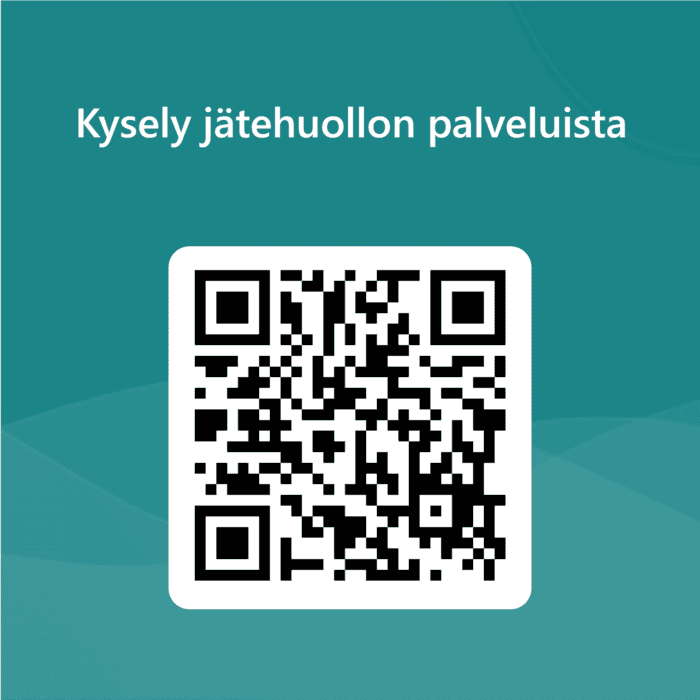 Kuvassa lukee Kysy jätehuollon palveluista ja qr-koodi.